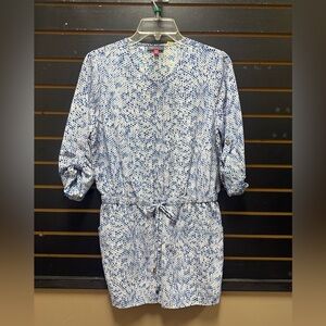 Vince Camuto Blue and White snake Printed Romper